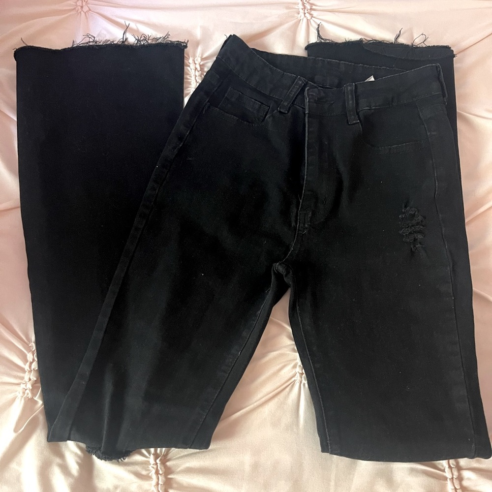 Black flared jeans